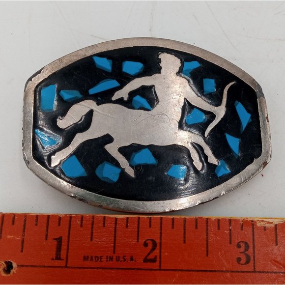 Sagittarius Belt Buckle Astrology Zodiac Sign Turquoise Chips Archer November - Picture 8 of 11